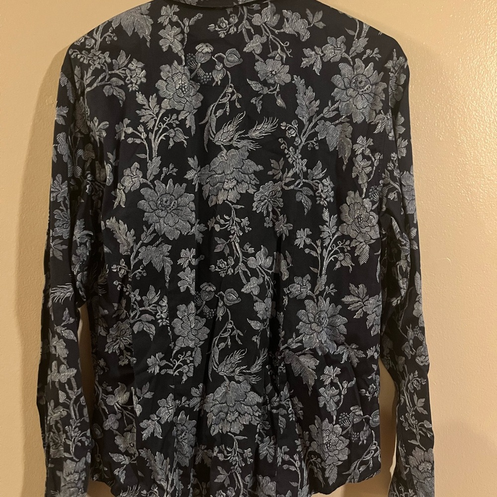 Liz Claiborne Women's Floral‎ Top - Blue and Gray - Picture 3 of 3
